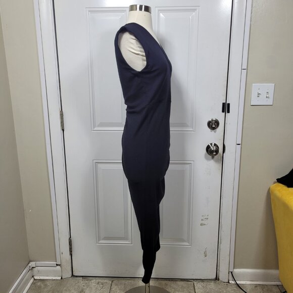 Rachel Zoe Women's Ruched Long Bodycon Ribbed Surplice Maxi Dress Black Size S - Picture 3 of 9